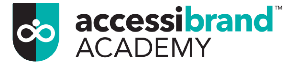 Accessibrand Academy Logo with a sheld and an Accessibrand logo on it.